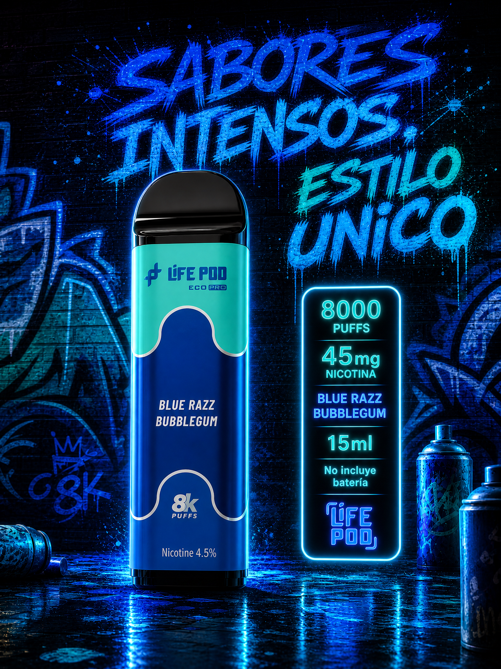 Life Pod Eco Pro Blue Razz Bubblegum 8.000 Puffs