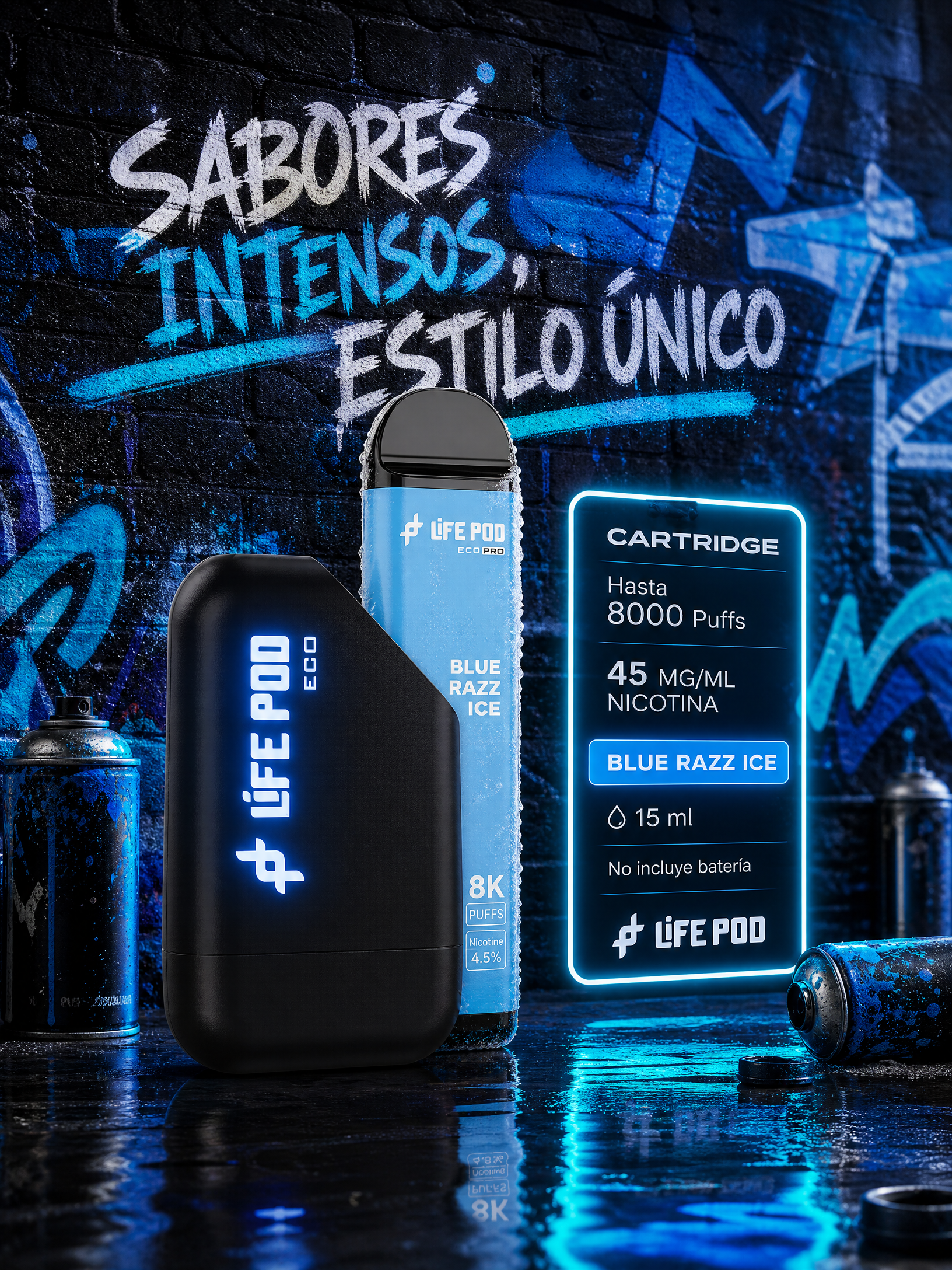 Life Pod Kit Eco Pro + Blue Razz ICE 8.000 Puff